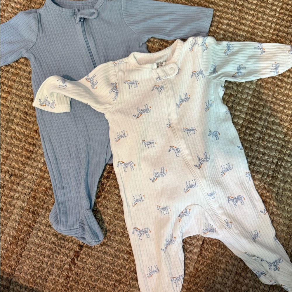 Carter's Blue and White Footies One Piece Set